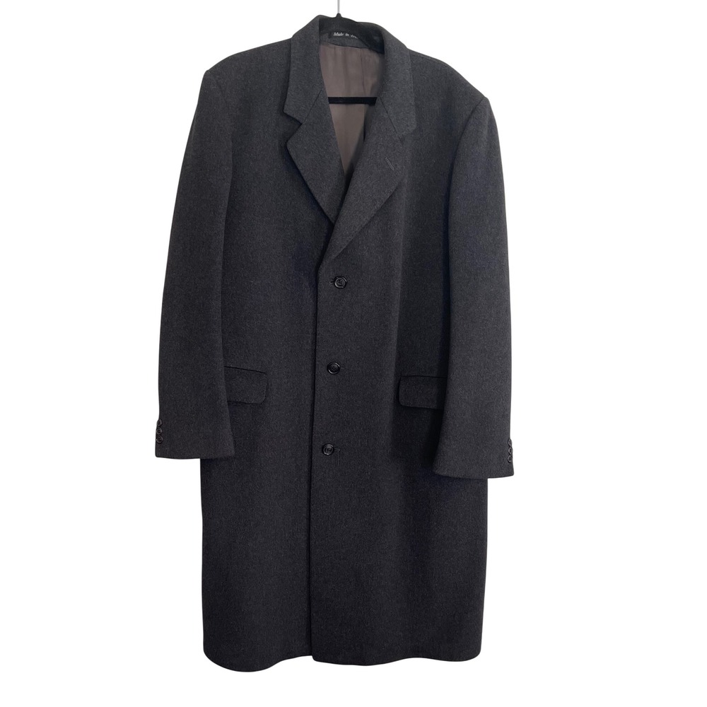 Ashford and Reede Mens Wool Cashmere Overcoat Made in England Charcoal Grey 48